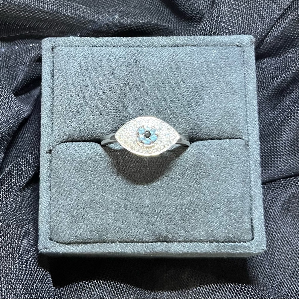 Evil eye ring with blue stones